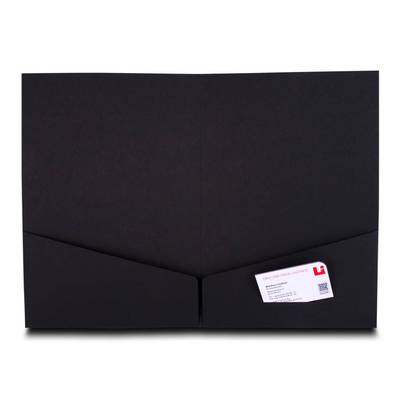 Schwarze Doppeltaschen Mappe mit Visitenkarte