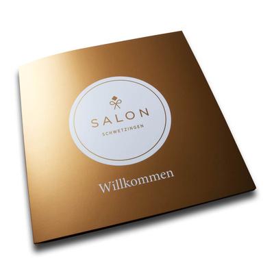 Goldene Willkommensmappe Salon Schwetzingen